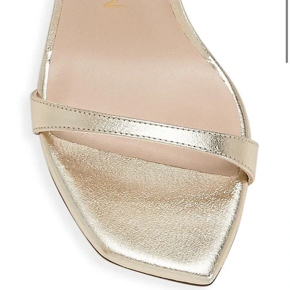 Stuart Weitzman Ellsie Ankle-Wrap Metallic Leather Sandals - Picture 4 of 6
